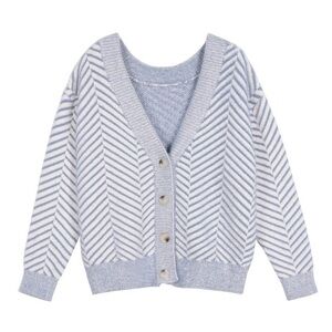 FRNCH Periwinkle Blue Chenille Chevron Print Cardigan - M/L